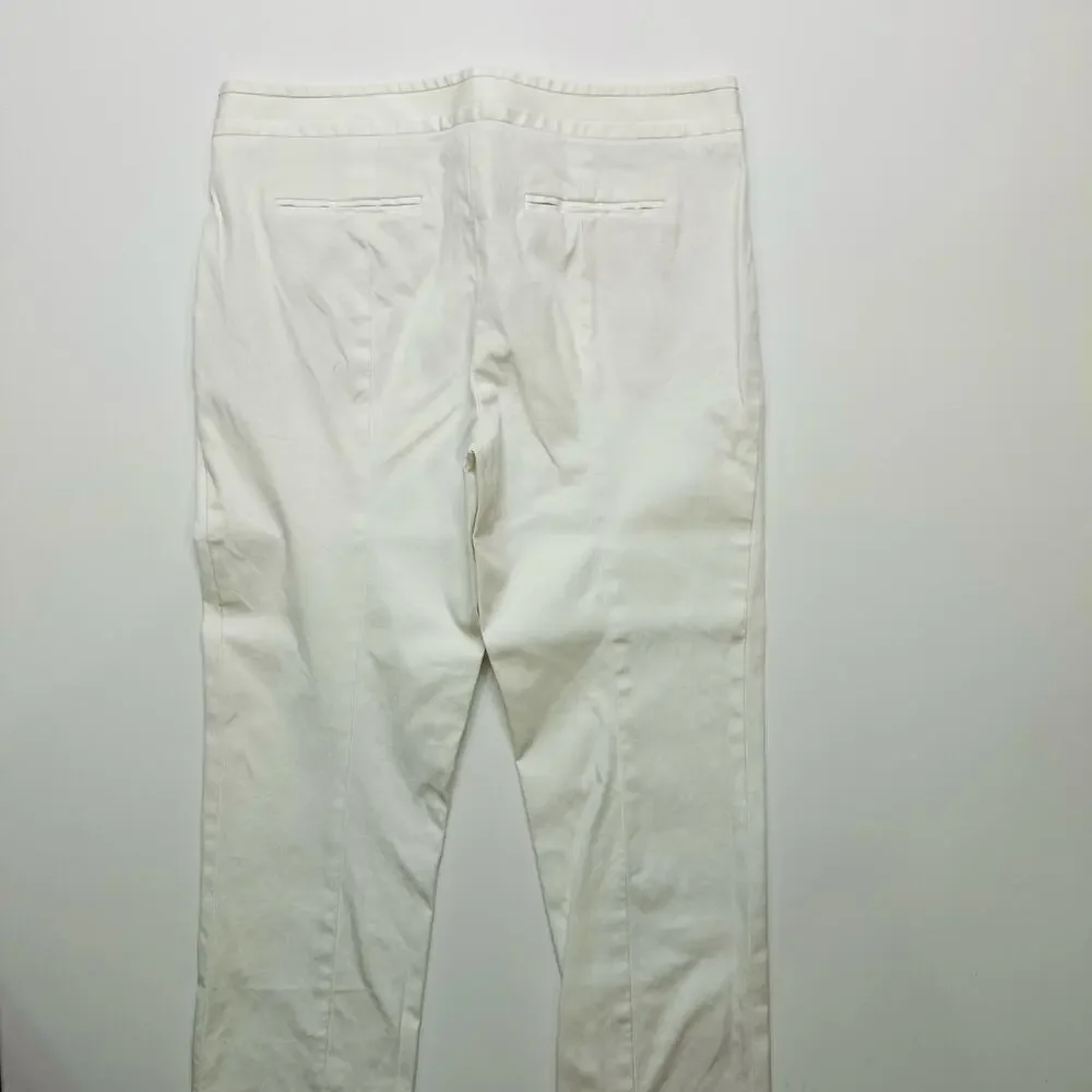 Tory Burch White Cotton Straight Leg Ankle Pants Size 10